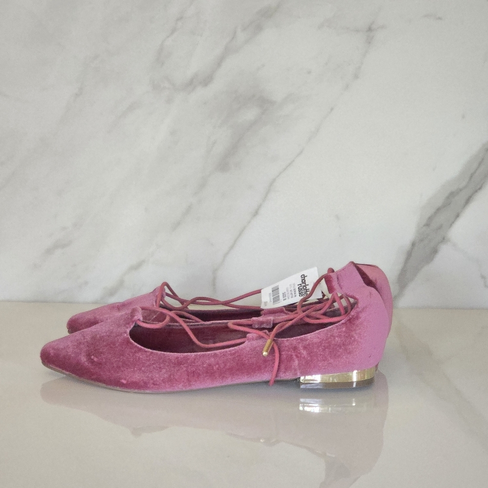 Charlotte Russe | Sofia Pointy Toe strappy faux suede flats Size 8